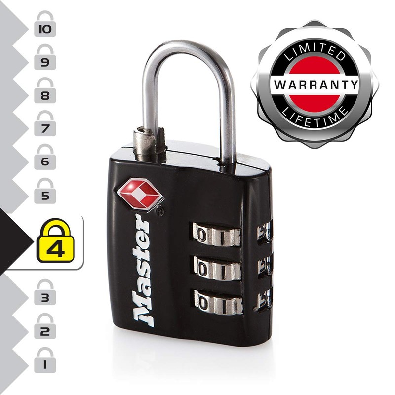 Master Lock 4680EURDBLK Combination Travel Padlock TSA Certified, Black, 5,5