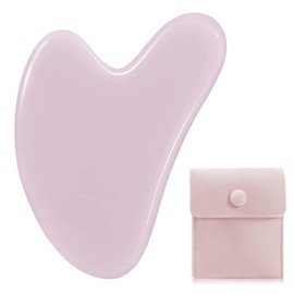 Gua Sha Stones Face Jade 100% Natural Stone Heart Shape Scratch Massage Tool for Face, Eyes, Neck for Skin Care, Beauty and Relaxation of Body Muscles (Pink)