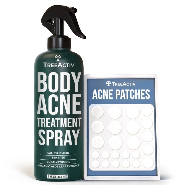 TreeActiv Body Acne Treatment Spray, 8 Fl oz, 2% Salicylic Acid Acne Body Spray for Body & Back Acne Treatment with Refreshing Natural Scent