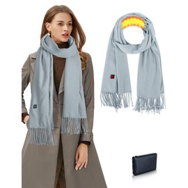 Lionrose Heated Scarf for Women Rechargeable,Men Electric Heating Scarf for Neck with Battery, Intelligent Scarves (Blue-Gray)