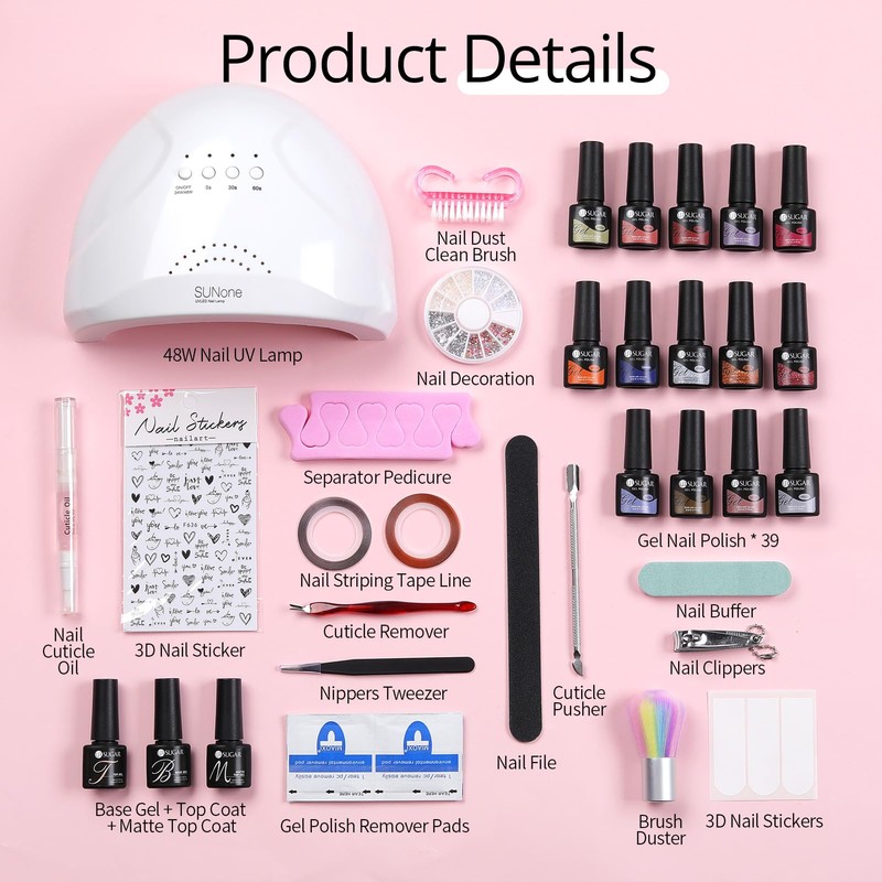 UR SUGAR UV Nagellack Set mit UV Lampe Starterset Nude,