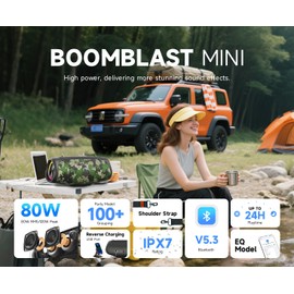 TAZATA Portable Bluetooth Speaker 60W RMS,90W Peak Loud Subwoofer Wireless Stereo with HD Sound,8H Playtime IPX7 Waterproof for Party cmaping Beach (CAMO-60W RMS/90W Peak)