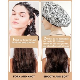 Yizijizi Gorros Térmicos Acondicionamiento Profundo Aluminio Uso Doméstico Peluquerías Teñir Cabello Rayas Blancas Negras
