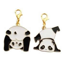 2pcs in Set Panda Clip on Charm for Diy Neckalce Bracelet, Bags Zipper Pull, Shoes Charm, Cute Jewelry Accessories Mismatched