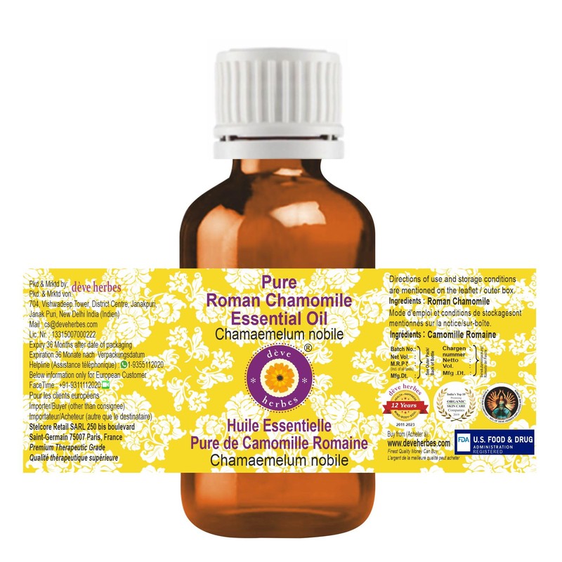 Deve Herbes Pure Roman Chamomile Essential Oil (Chamaemelum nobile) Natural