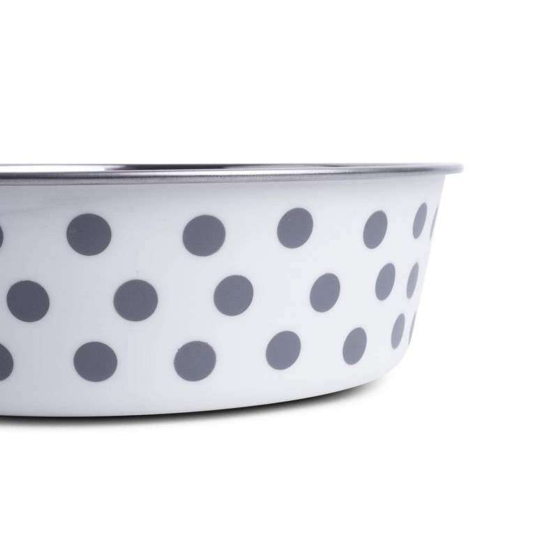 Petface Grey and White Spots Deli Dog Bowl, 21 cm