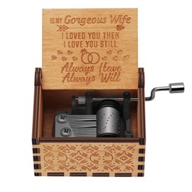 HLZK You are My Sunshine Wood Music Boxes,Laser Engraved Vintage Wooden Sunshine Musical Box Gifts for Birthday/Christmas/Valentine's Day (Husband to wife)