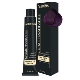 FemMas Hair Colour, Professional Cream Hair Colour with Argan Oil, Keratin & Ceramides, as Permanent Hair Colouring or Tint for Radiant, Durable Colour Results, Pure & Mix Purple, 100 ml