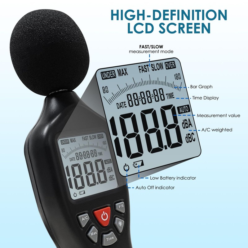 Decibel Meter Digital Sound Level Meter Professional Noise Meter High