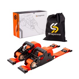 Strapinno E-Track Retractable Ratchet Tie-Down Straps - 2 in x 15 ft Heavy Duty Ratchet Strap with 4,500lbs Breaking Strength for E-Track Rails, Enclosed Trailer & Van (2 PCs)