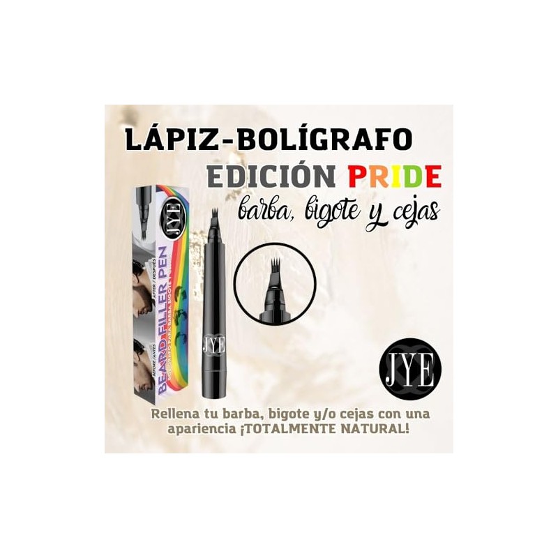 JYE Boligrafo para Barba Edicion PRIDE, Color Negro, barba tupida,