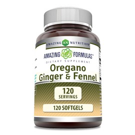 Amazing Formulas Oregano Oil with Ginger & Fennel Supplement | 120 Softgels | Non-GMO | Gluten-Free | Made in USA