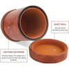 RERIVER Brown PU Leather Dice Cup with Lid, Velvet Interior