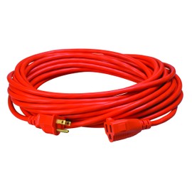 Coleman Cable Southwire 2308SW8803 Vinyl Outdoor Extension Cord In Orange With 3-Prong Plug (50 Feet, 16/3 gauge)