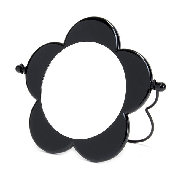 Marie Quant Marys Stand Mirror, Makeup, Tabletop Mirror, Foldable, Daisy, Black