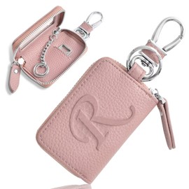 YooFa Smart Key Case, Car Key Case, Men's, Women's, Keychain, Includes Carabiner, Clear Window, Zipper, Microfiber Leather, Initial Embossing, Stylish, Cute, Commuting, Single Key Case, Smart Key