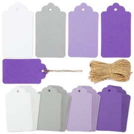 SallyFashion SallyFashion 170PCS Gift Tags with String Attached, 1.8x3.4 inch Multicolored Hanging Tags Purple Gray White Wedding Birthday Holiday Party Favors
