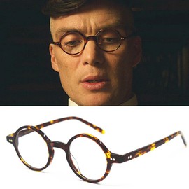 BETSION Vintage Acetate Round Eyeglasses Frames Retro Spring Hinges Glass Unisex for Men Women (Tortoise 44mm Width)