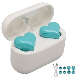 Heart Shaped Wireless Earbuds HIFI Stereo Sound Waterproof Bluetooth 5.3 Headphone with Charging Case for Girls Women Light Blue