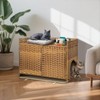 Hidden Cat Litter Box Enclosure Furniture - Handwoven Rattan Pet