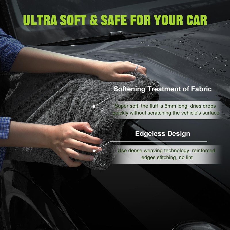 TTRCB 2 Pack 1300 GSM Car Drying Towel, Microfiber Towels