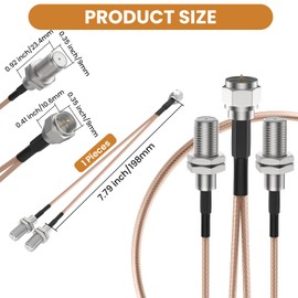 ZDRU F-Type RG6 3 Way Splitter Combiner Adapter, 75Ohm F Male to F Dual Female 7.8"/20cm RG316 Coaxial Cable for TV Antenna, Coaxial Signal Distribution