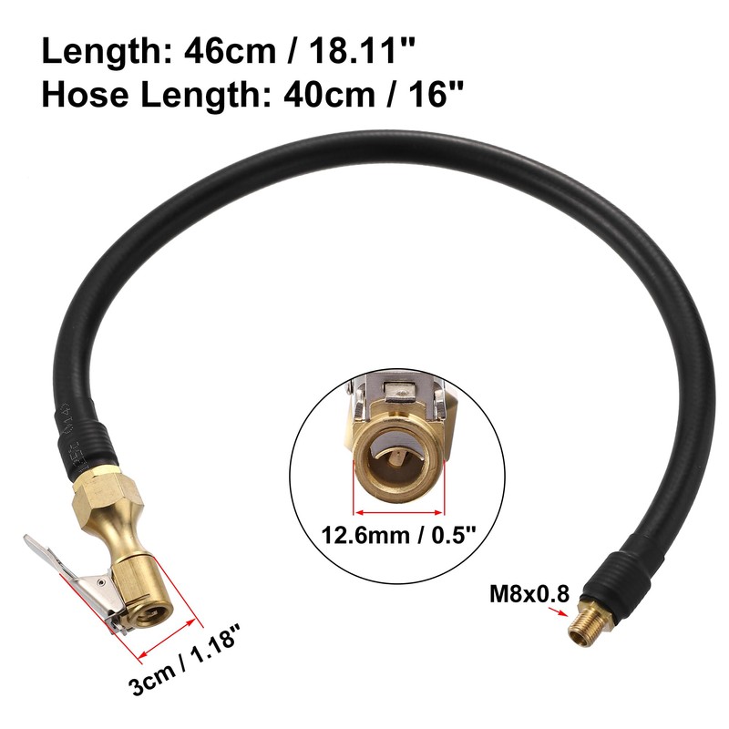 X AUTOHAUX 40cm 16" Auto Tire Air Inflator Hose Adapter