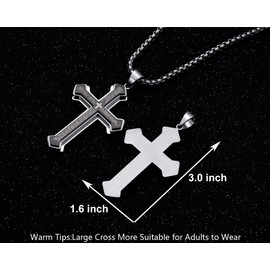 Rehoboth Men's Stainless Steel Nail Cross Pendant Necklace for Men Lord's Prayer Pendant Big Pendant and Strong Chain 24 Inch