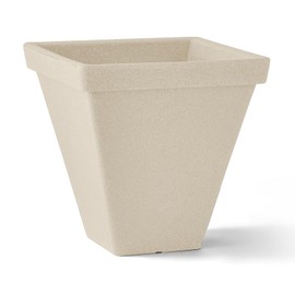 ARBORA 20" Mykonos Square Polyresin Indoor and Outdoor Planter with Classic Cream Finish - Durable, Weatherproof, Lightweight, Large Plant Pot for Patio, Garden, Deck, Entryway