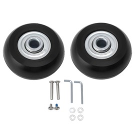 Tissting Pack of 2 Suitcase Wheels Replacement with Mounting Accessories, 54 x 18 mm PU Rubber Black Luggage Wheels Universal Portable Luggage Wheels Replacement Wheels for Trolley Suitcase Travel