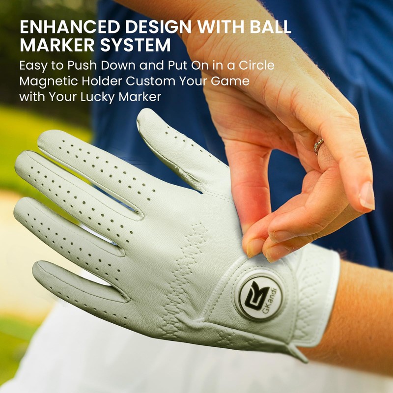 GKandi Womens Golf Gloves with Ball Marker Left Right Hand