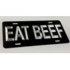 Silver Engraved Eat Beef Black Car Tag Diamond Etched Metal