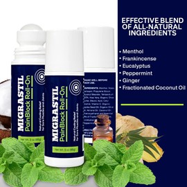 Migrastil PainBlock Roll-On 3 oz - Topical Roll-On for Muscle Aches, Cramps, Joint & Nerve Discomfort. Works Great on Shoulders, Neck, Feet, Knees, Legs, Back, Elbows, HIPS, Etc. (2)