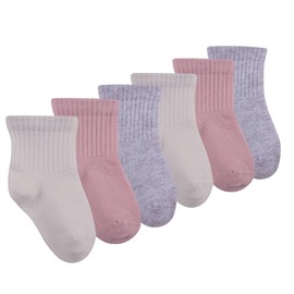 Petit Minou Bella Seamless-Toe Crew Socks, Cotton, Newborn Baby Infants Toddlers Kids Boys Girls Crew Socks (6-Pack) (US, Age, 6 Months, 12 Months, Blush)