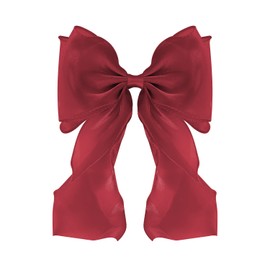 Large Hair Bow Clips for Women Burgundy Bright Silk Hair Bow Clips Long Tail French Hair Ribbon Coquette Bows Hair Accessories for Girls