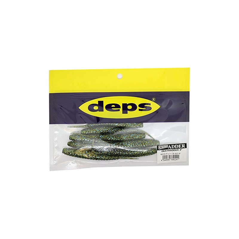 deps Worm Death Adder 4" Smoke P/Blue & Gold #24