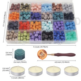 xxxHOLIC Sealing Wax, 24 Colors 360 Pcs Starter Set with Melting Spoon & 10 Tea Lights, Wax for Stamp Seals, Invitations, Journal, DIY Gift for Stationery Lovers (Simple kit, 360)