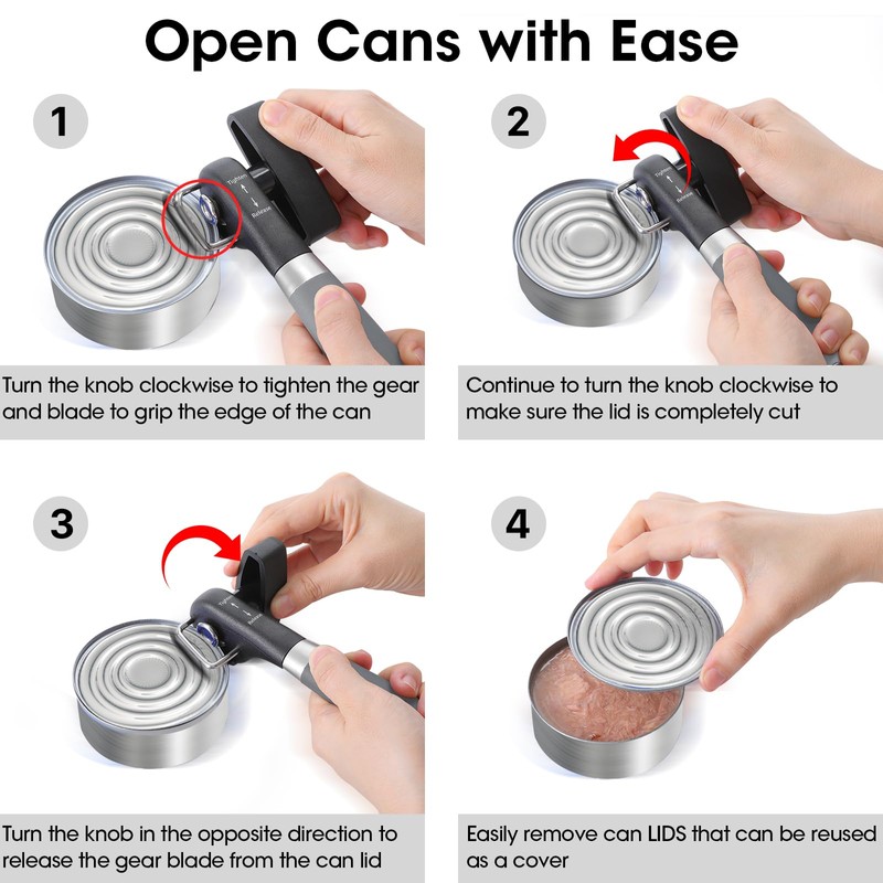 Beneno Can Opener, Manual Side Safe Cut Can Opener Smooth