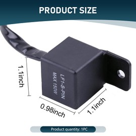 Anyhut 1 PC 12V LED Flasher Relay, 2-Pin Electronic LED Turn Signal Relay, Fix Motorcycle Turn Signal Bulb Hyper Flash, Universal Electronic Flasher Contactor for Most Motorcycles (Black)