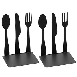 Cookbook Bookends, Sturdy Decorative Book Ends for Kitchen Metal Book Stoppers to Hold Recipe Upright on Their Own, Magazine Storage Rack Professional Cook Book Decoration (2 pcs)