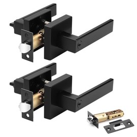 Probrico 2 Pack Black Door Levers Interior Bedroom Entrance Door knobs Door Lock Set One Keyway Entry Keyed Alike Same Key Entrance Lockset Each with 3 Same Keys