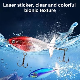 XHYASD Fishing Bait, Perch Bait, Plopper, Topwater Bait with Propeller Tail for Black Bass, Wobbler, Top Water Fishing Wobble Surface Bass Bait for Bass, Suitable for Freshwater or Saltwater