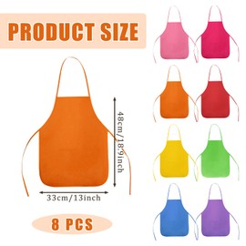 SYEYCW 8 Pcs Kids Painting Apron, Kids Artists Fabric Aprons, Arts Crafts Baking Cooking Party Design Tech, for Kitchen, Classroom, Community Event, Crafts and Art Painting Activity, 8 Colors
