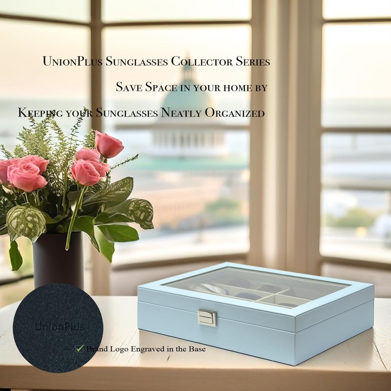 UnionPlus 8-Slots Sunglasses Case Organizer, Eyeglass Glasses Display Holder Collector,