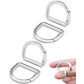 LALOCAPEYO 4PCS Metal Tiny Keychain Spring D Rings Hook,Hand DIY Accessories, for Car Keyring, Backpack Clips,Etc (silver)