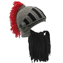 FALETO Wig Beard Hats Creative Original Funny Knit Hat Handmade Winter Beard Facemask Black