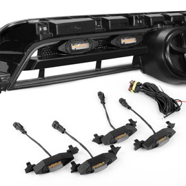 Upgraded 4 PCS Led Grill Lights Compatible with Toyota 4Runner 2020-2024, Including SR5, TRD Sport, Off-Road, Premium and Limited Grille, Fuse and Instruction Included (Smoke Shell/Amber Lights)