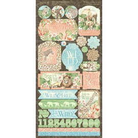 GRAPHIC 45 Wild & Free Stickers 12X12, Blue