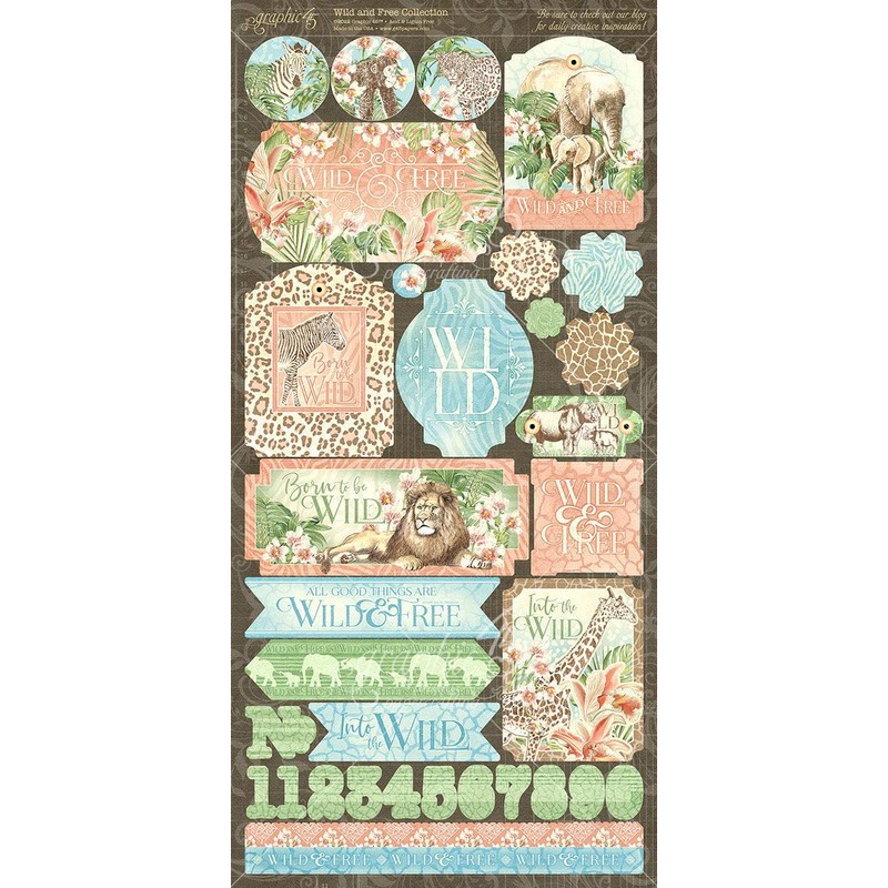 GRAPHIC 45 Wild & Free Stickers 12X12, Blue