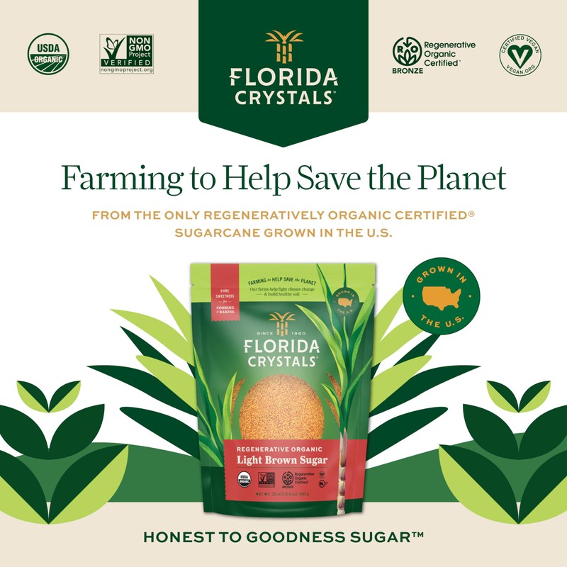 Florida Crystals Regenerative Organic Light Brown Sugar, 24 oz (1.5